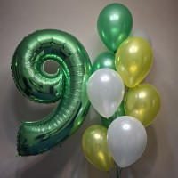 Букет из шаров с зеленой цифрой